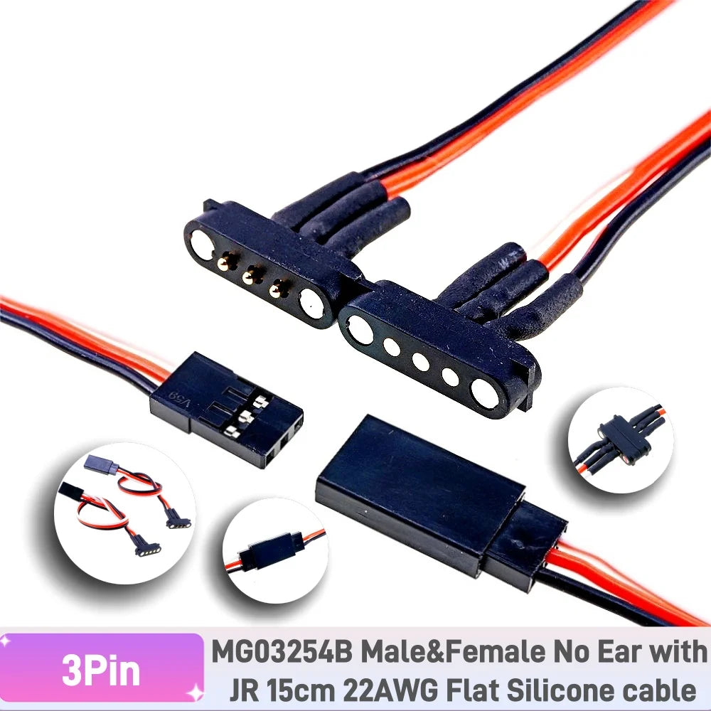 1/5 Pairs Magnetic Snap-on JR Servo Extension Cable for RC Drone Glider Airplane Models 60 CoresDIY Upgrate