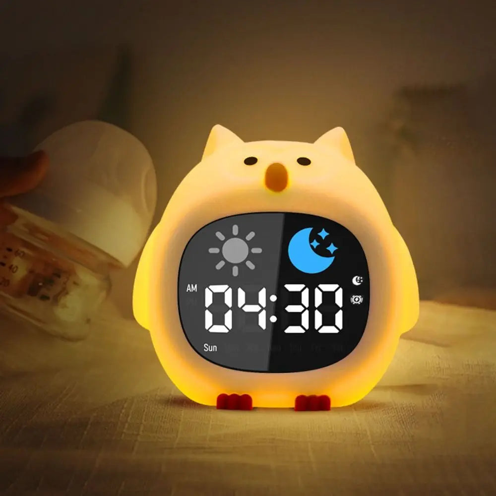 Animal-Shape Alarm Clock Light Adjustable Pat Control Touch Night Light Small Ornaments Home Decor Sleep Training Clock Toddler