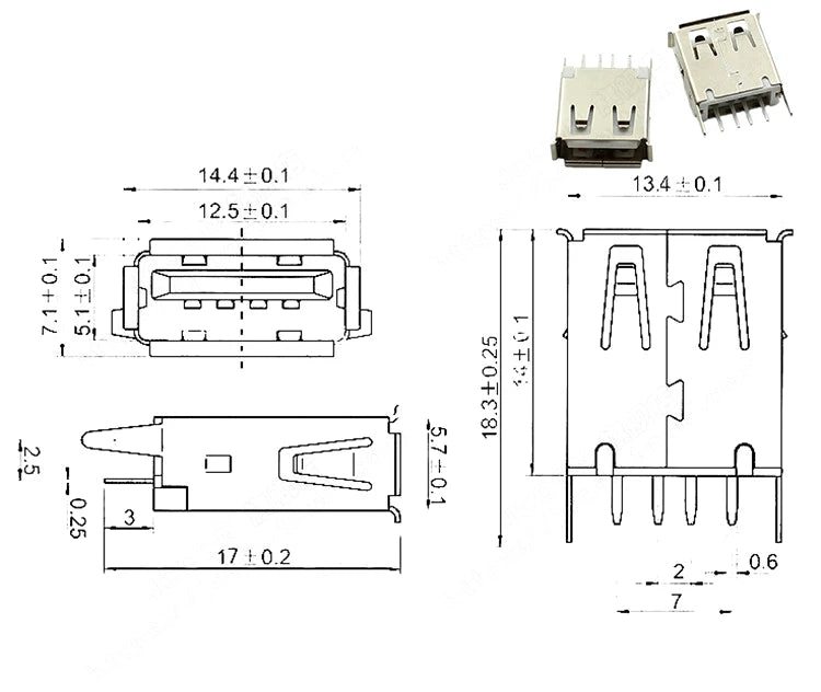 5PCS USB Interface Socket Type A Standard Port Female Male Solder Jacks Connector DIP Straight Vertical Bend Needle PCB Socket