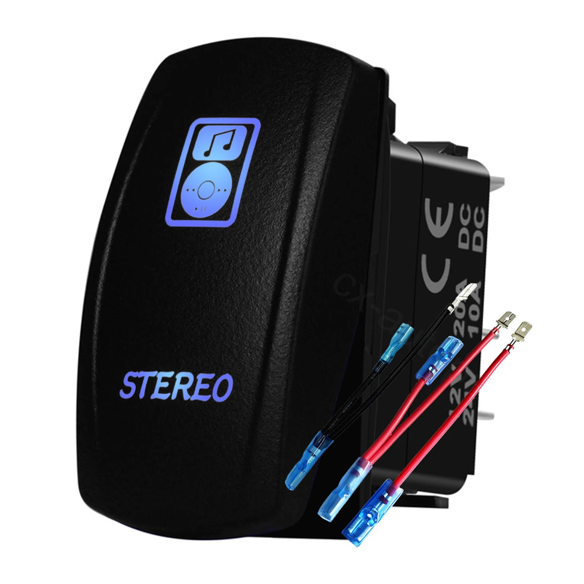 12V 24V Boat Trim Tabs Switch (ON)-OFF-(ON) Momentary Rocker Switch Waterproof Blue Light ON-OFF Toggle Switch With Harness
