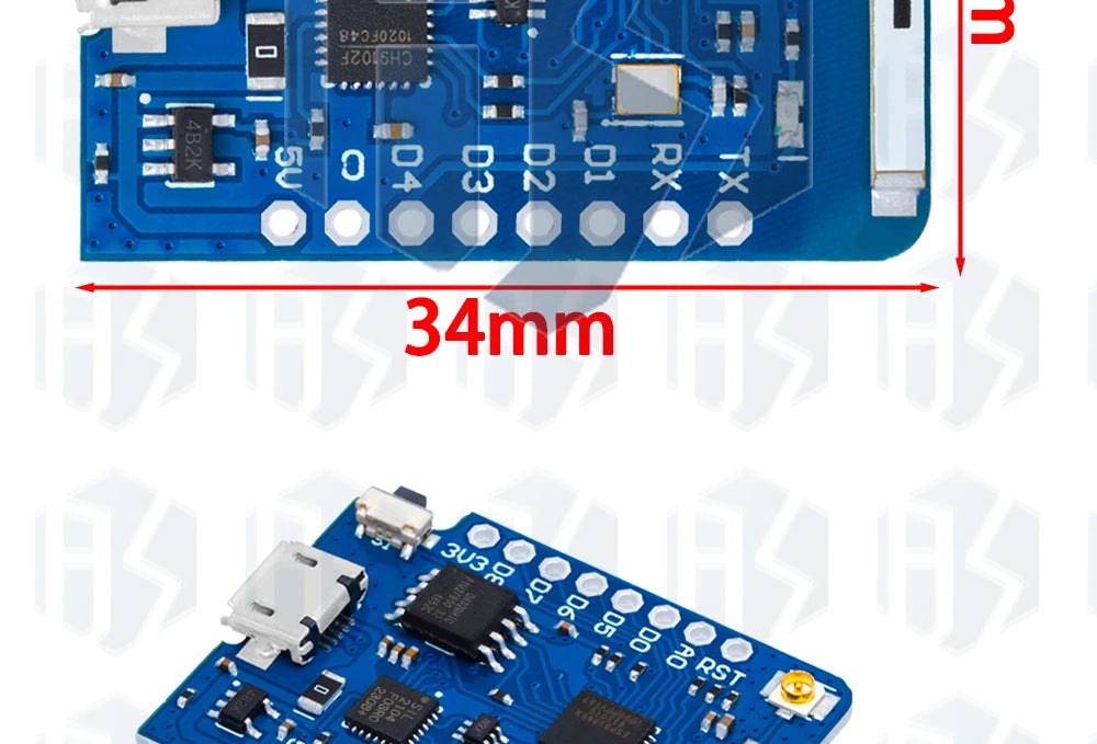 1PC ESP8266 Module for WeMos D1 Mini Pro – NodeMCU Board with 4M/16M Flash, CP2104 & External Antenna (for Arduino-Compatible)