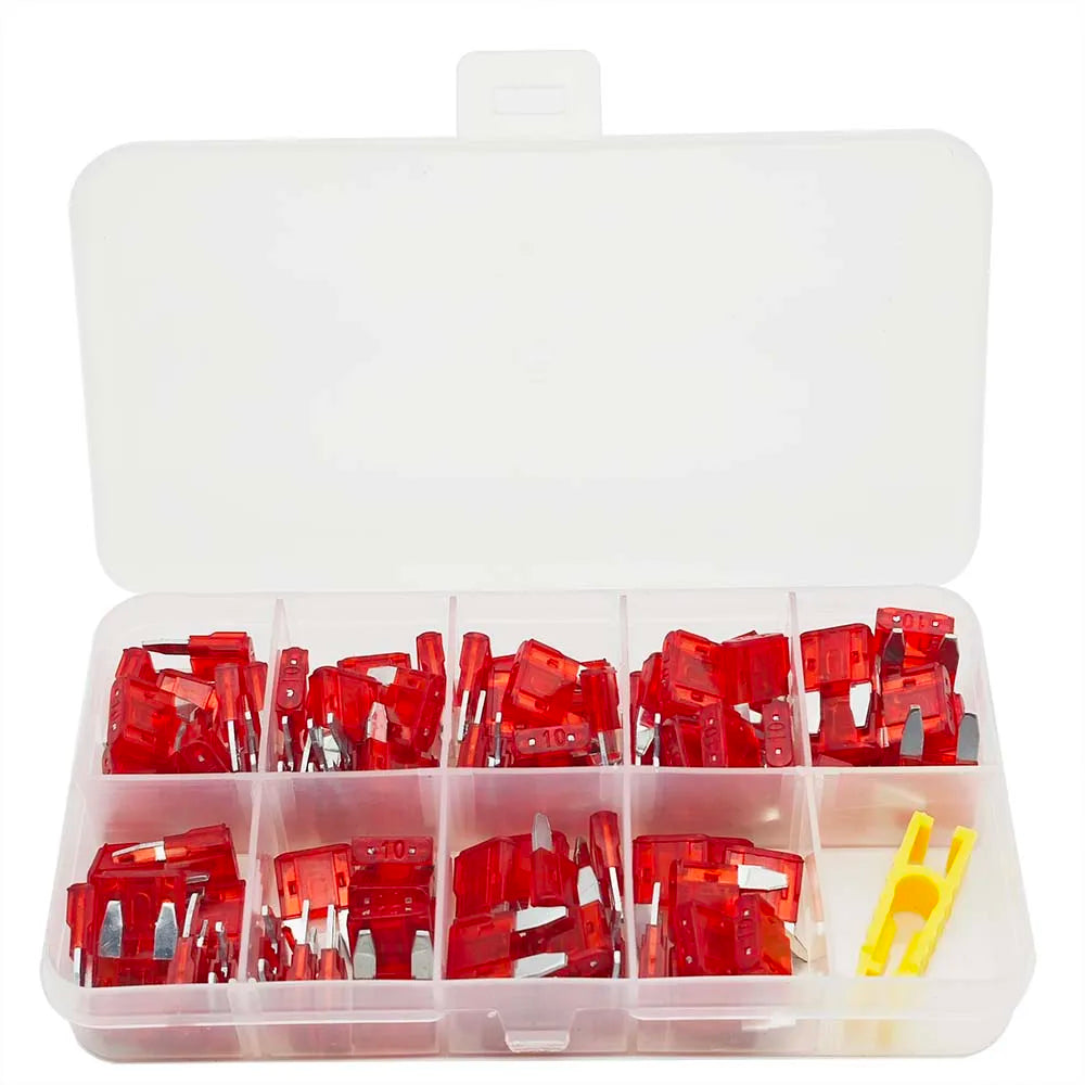 100PCS 10Amp Mini  Blade Fuses,10A Portable Fuse Kit for Short Circuit Protection,Replacement for Sedan Boat Truck