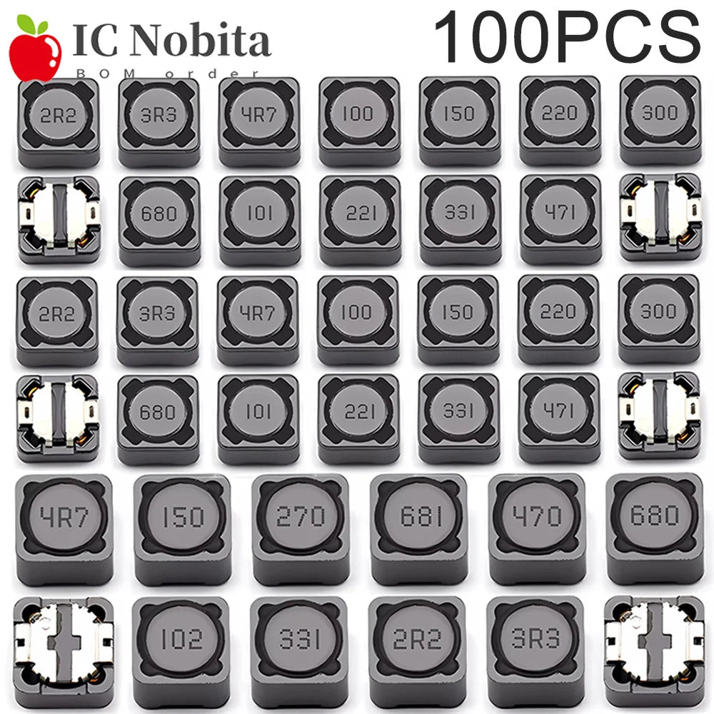 100PCS SMD Power Inductor CDRH127 CD127 1mH 2.2uH 3.3uH 4.7uH 6.8uH 10uH 15uH 22uH 33uH 47uH 68uH 100uH 101 UH Chip Inductor