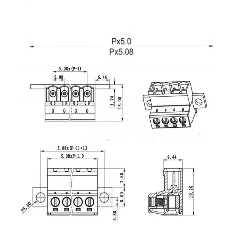 1Sets 2EDGRKC 5.08MM solderless docking type screw terminal block connector PCB plug-in type 2edg type green terminal block