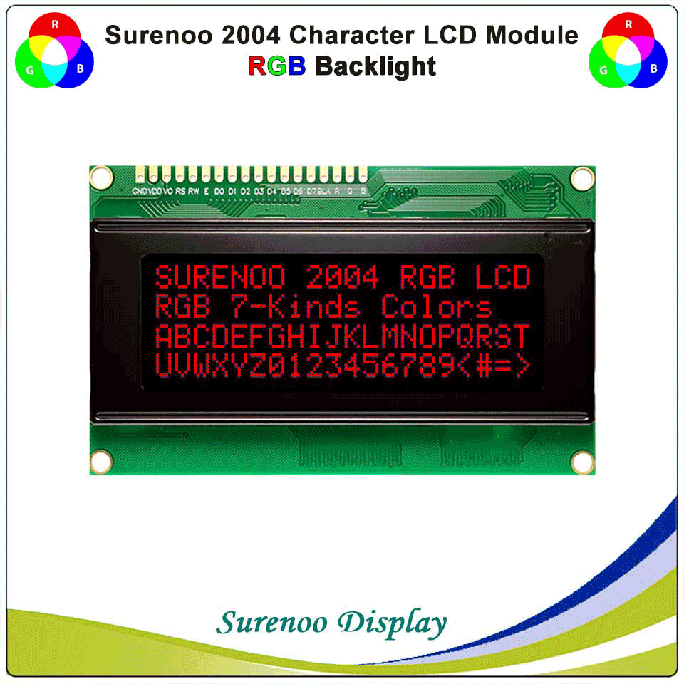 Surenoo 116*40MM 2*8Pin 204 20X4 2004 6800 IIC I2C Character LCD Module Display Screen LCM White LED Backlight English Japanese