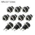 10Pcs DC Power Jack Supply Socket Connector 3.5*1.3/5.5*2.1/5.5*2.5mm DC 2 Terminal 2 Pin Panel Mount Connector Plug Adapter