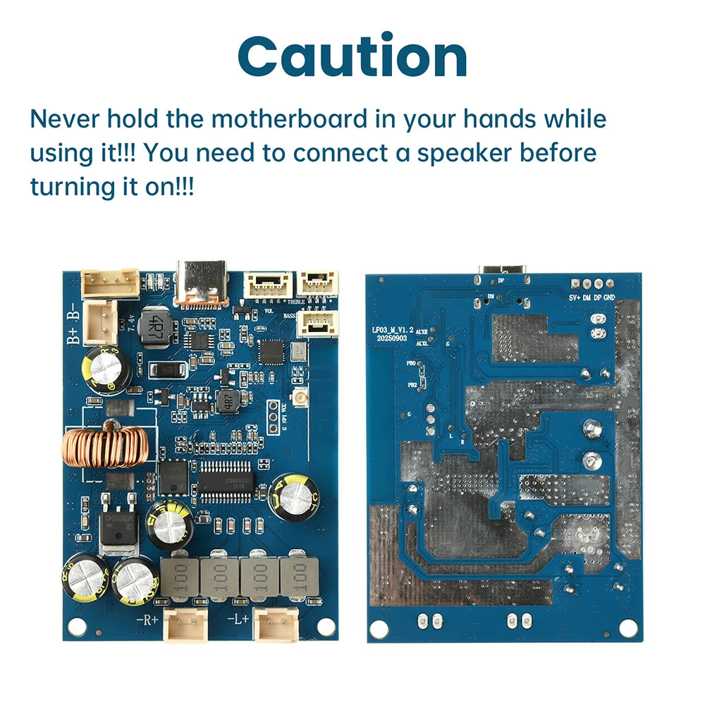 DC 6.6V-8.4V BT Amplifier Board With 2 x 25W Adjustable Tuning And Integrated Charging Type C Bluetooth Amplifier Module