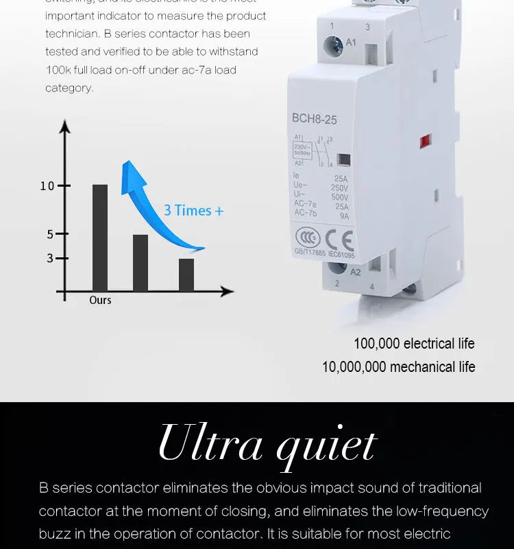 Contactor 220V Contactore Bobina Rele 230V 24V Y Nc Din Rail Household Modular 2No 2Nc 1No 240V 2P 110V Vac Silence Relai
