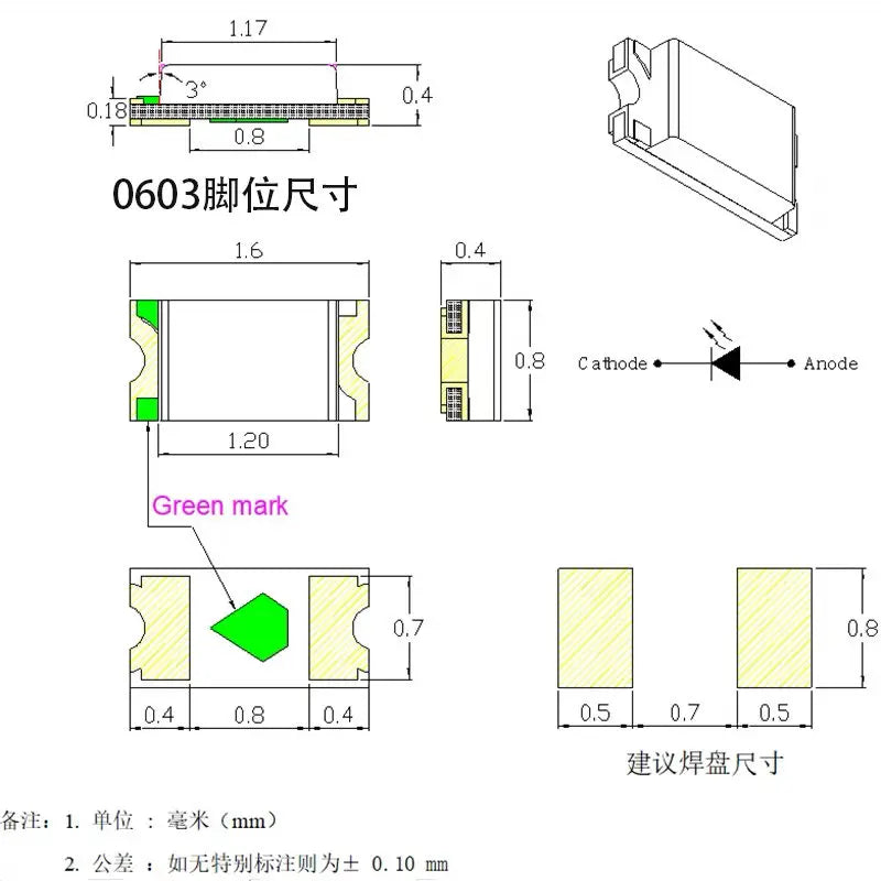 1 full reel(3K/4Kpcs) High Brightness SMD LED Chips 0402/0603/0805/1206 Red/Yellow/Blue/Green / White, Light Emitting Diode