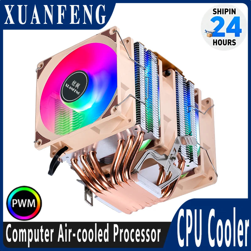 XUANFENG Air-cooled CPU Cooler 90mm Fan Twin Towers 4/6 Heat Pipe 4pin/PWM Compatible LGA2011 115x 1200 1700 X79 X99 AMD AM3 AM4