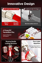 AMPCOM Tool Free RJ45 Plug CAT8 CAT7 CAT6A CAT6 Zinc-Alloy STP 40Gb 2000Mhz RJ45 Connector for 22-26AWG Cable 2Pcs-pack