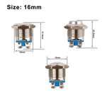 1pc 16mm 1NO High Flat Head Waterproof Momentary Reset Metal Push Button Switch Screw Terminal Car Engine Doorbell PC Power