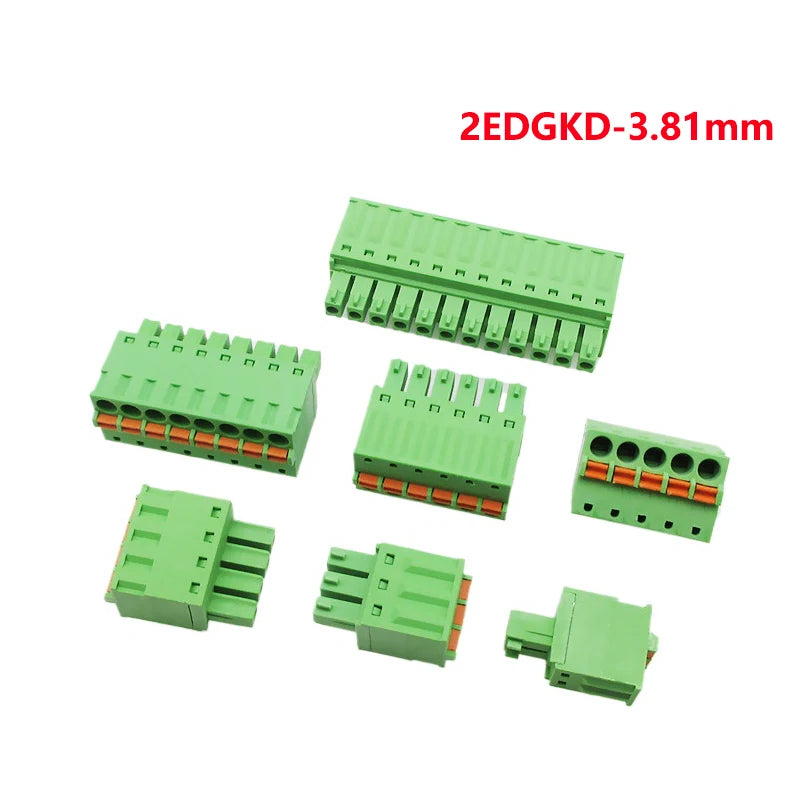 5pcs 15EDGKD 3.81MM Spring Pressed Wiring Terminal  Spring Plug 2-24P Screw-free Plug PCB Board Socket Phoenix Connector