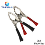2PCS 30A 50A 100A Car Alligator Clips Battery Clamps Crocodile Clip Red Black Positive Negative 75MM 80MM 90MM length Red Black