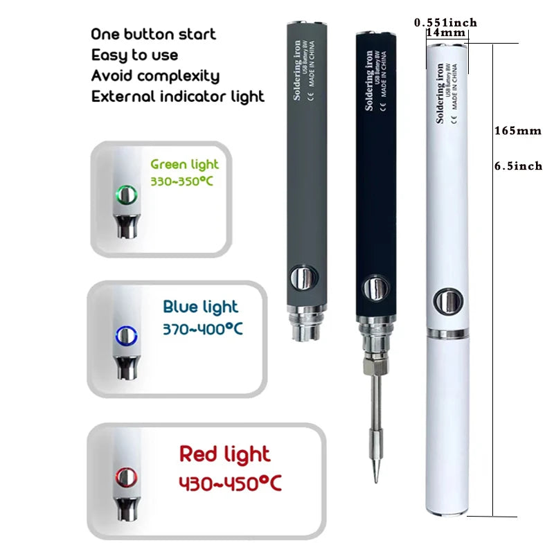 8W USB Cordless Electric  Soldering Iron Kit Micro Iron Type-c Charging Interface Full Charge Can Last For 40 Minutes