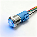 12/16/19/22mm Metal Push Button IP66 Waterproof Self Reset Latching Red LED 1NO1NC Plug Terminal 5V 12V 220V Control Switch Blue