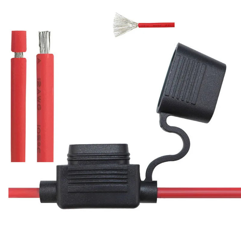 Waterproof Mini Small Medium Auto Fuse Holder 16/14/12/10AWG Car Blade Fuse wire cable 10A 20A 30A 50A fuse Power Socket