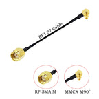 RF1.37 SMA Male Female to MMCX Male 90 Degree FPV Antenna Connector 50 ohm RF Coaxial Extension Jumper OD=1.37 Cable