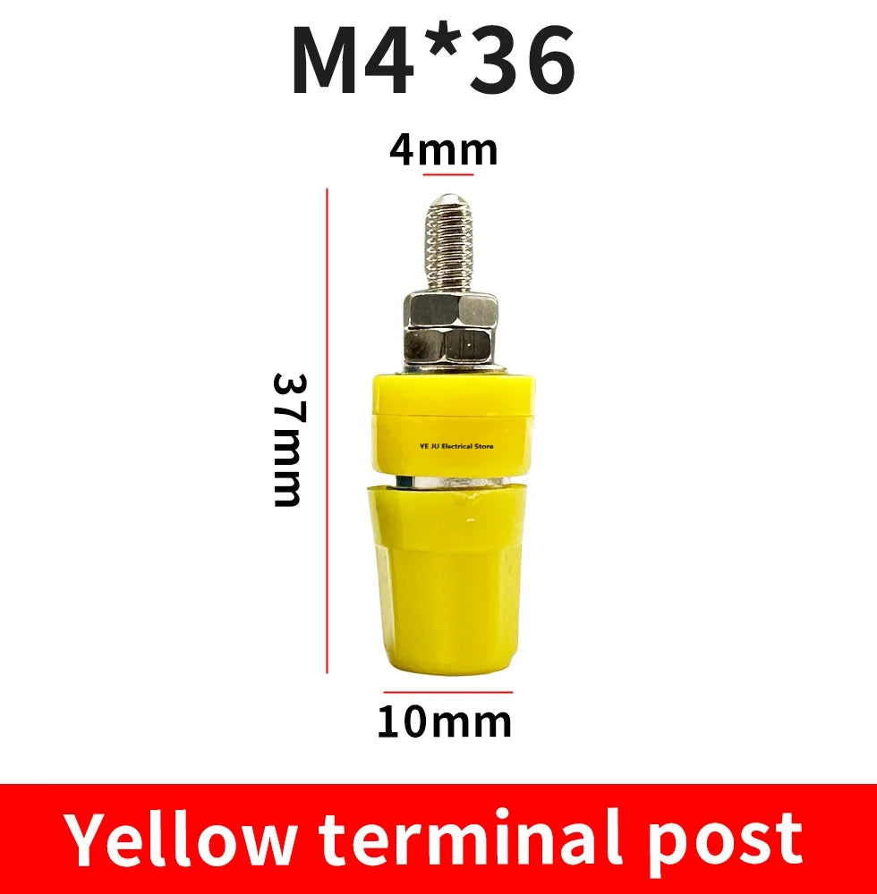 1PCS/5PCS M4X36 Pure Copper Terminal 4mm Banana Jack Socket 20A Binding Post Banana Plug Connector