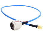 RG402 Coax Cable SMA RPSMA male To N  Male Connector SMA Right Angle Crimp Solder for RG402 Semi Flexible 50ohm Fast Brass Blue
