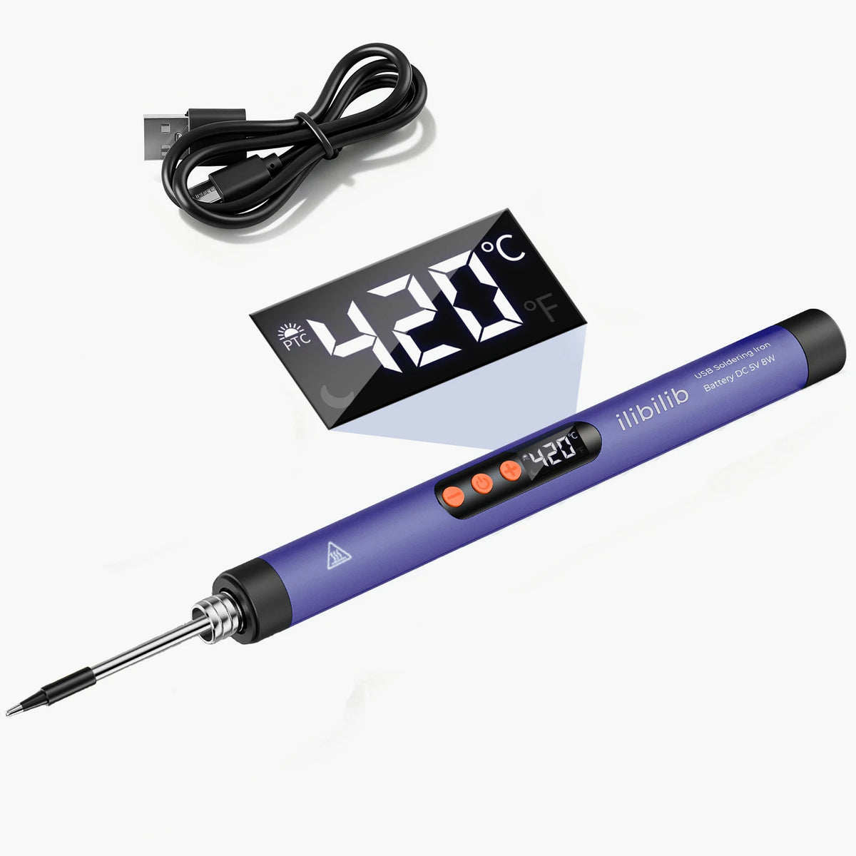 ILIBILIB HX7 8W 5V USB Soldering Iron Kit LCD 260-420°C Built-in Battery Wireless Work Sleep Mode Fast Heating