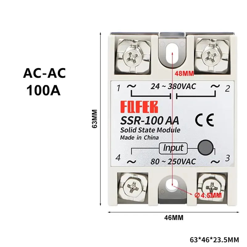 Solid State Relay SSR-40DA AC DC 10A/25A/30A/40A/50A/75A/80A/100A