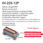 1PC 225 Series Terminal Block One In Multiple Out Wire Electrical Connectors Plug-in Spliceable Splitter Guide Rail Junction Box