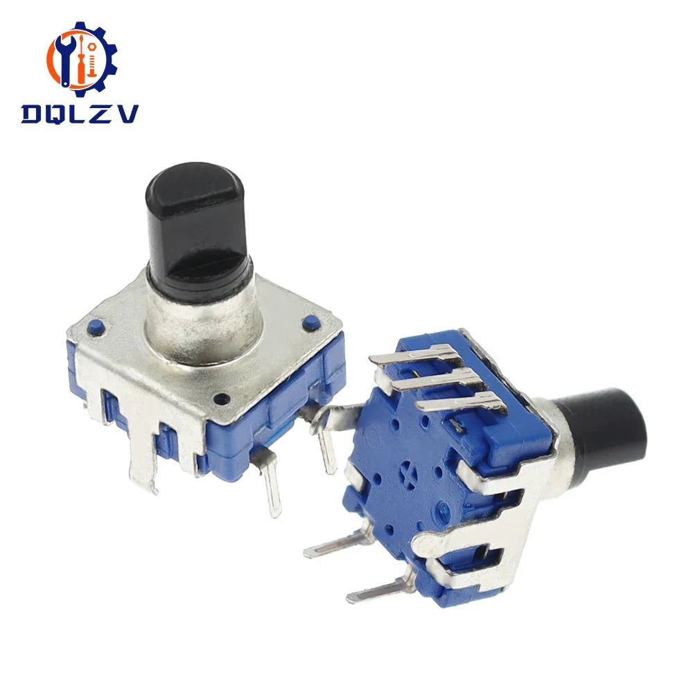 EC12 Car Audio Encoder With Switch 24 Position 360 Degree Rotation Shaft Length 12MM Digital Potentiometer 5Pins