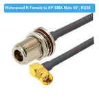 1PCS RG58 Cable Waterproof N Female Bulkhead to SMA/ RP-SMA Male Female RF Coax Pigtail 3G 4G 5G LTE Antenna Extension Jumper