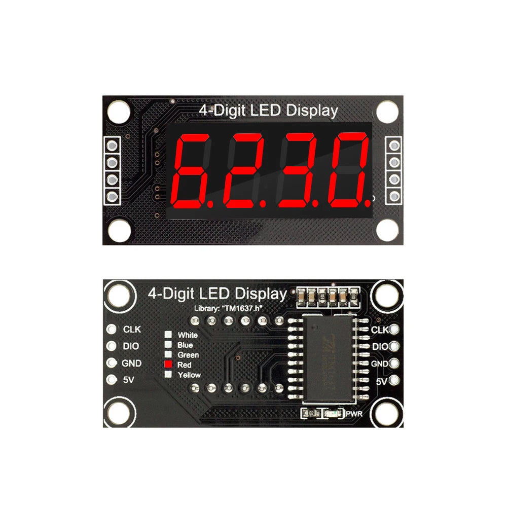 TM1637 LED Display Module 4 Digit 7 Segment 0.36 inch Time Clock Indicator Tube Module Red Blue Green Yellow White for Arduino