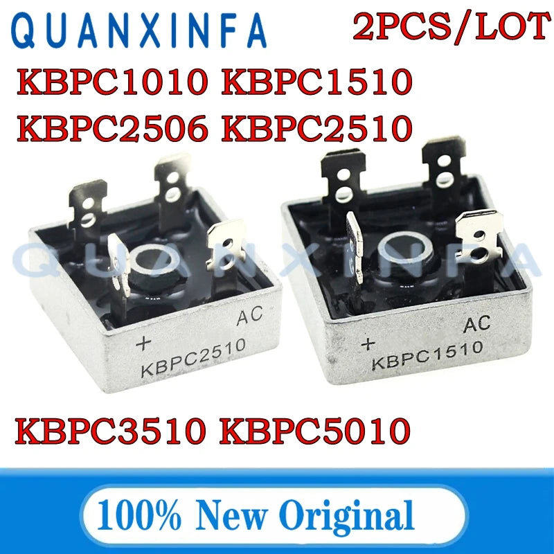 2PCS KBPC1510 KBPC1010 KBPC2506 KBPC2510 KBPC3510 KBPC5010 10A/15A/25A/35A/50A Rectifier bridge 1000V Bridge stack
