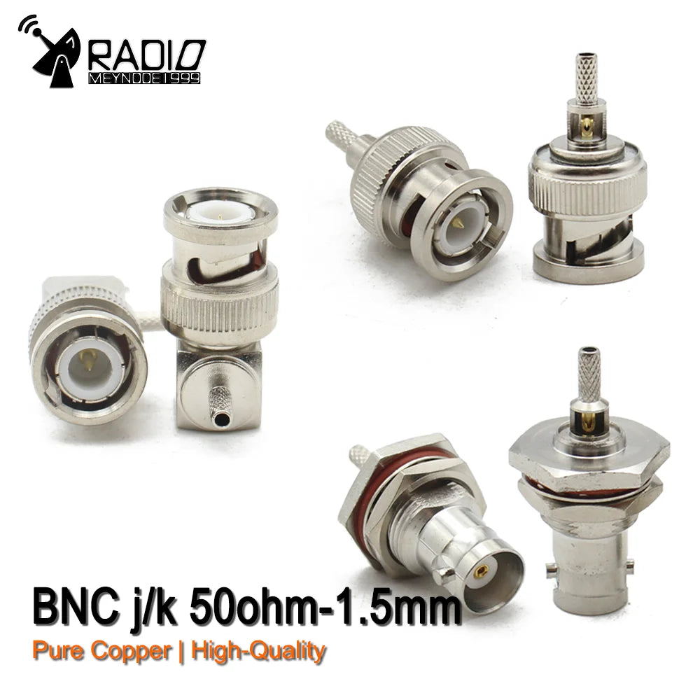 RG316 BNC Male Female RF Coaxial Connector 50ohm-1.5mm Cable Straight Connector Window Solder Crimp & Waterproof