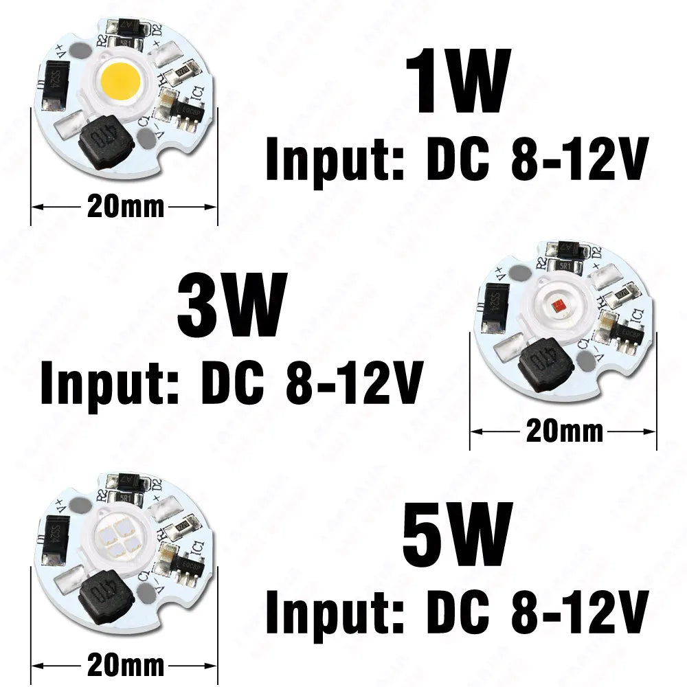 1W 3W 5W Driverless LED COB Chip White Red Green Blue Yellow Purple Full Spectrum 3-6V 8-12V 12-24V 1 3 5 W Watt Light Beads