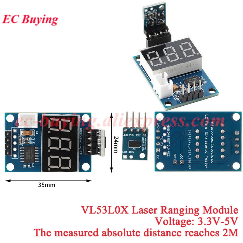 10Pcs/1pc VL53L0X V2 Time-of-Flight (ToF) Laser Ranging Sensor Breakout 940nm GY-VL53L0XV2 Laser Distance Module I2C IIC GY-530