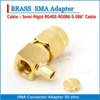 RPSMA RP-SMA RP SMA Male Plug Solder For Semi-Rigid RG405 0.086' Cable Jack Copper GOLD Straight 50 ohm RF Connector Adapter