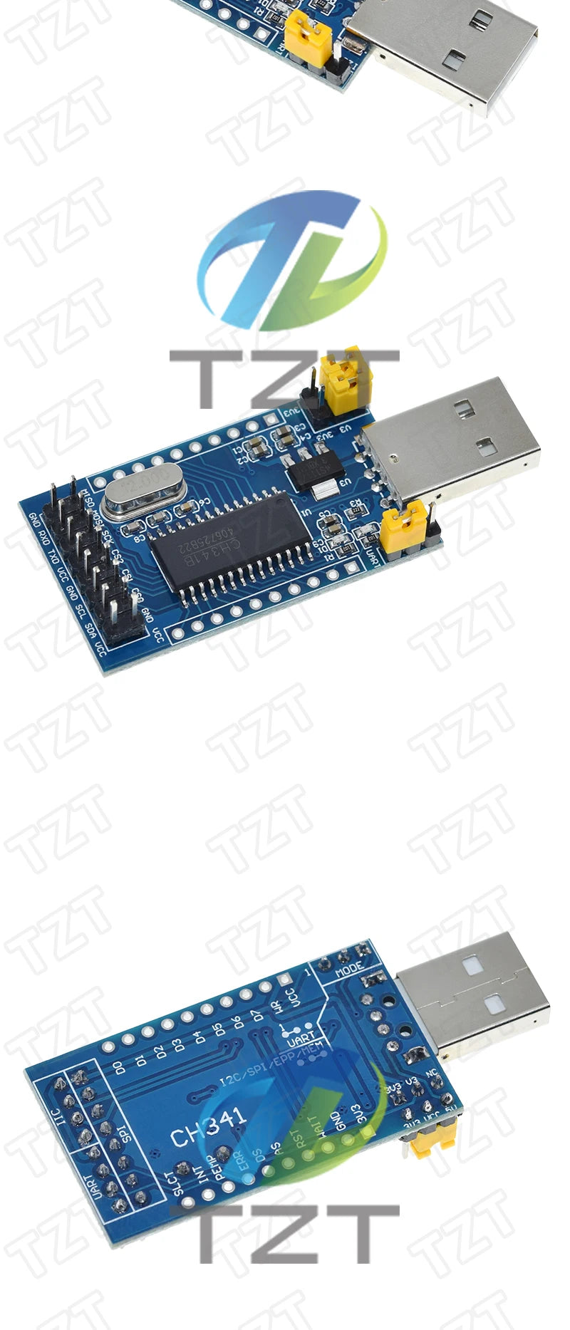 TZT USB to UART  CH341A Programmer IIC SPI I2C Convertor Parallel Port Converter Onboard Operating Indicator Lamp Board Module