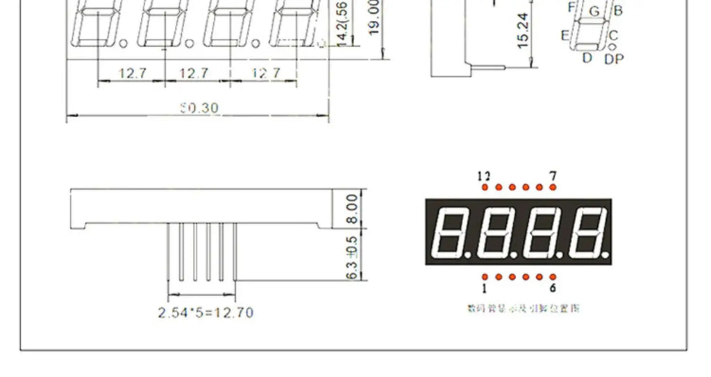 5pcs Led Digital Tube Display 0.28/0.36/0.4/0.56/0.8-inch 1/2/3/4-bit 7 Segment Common Cathode/anode Red/white/yellow/green/blue
