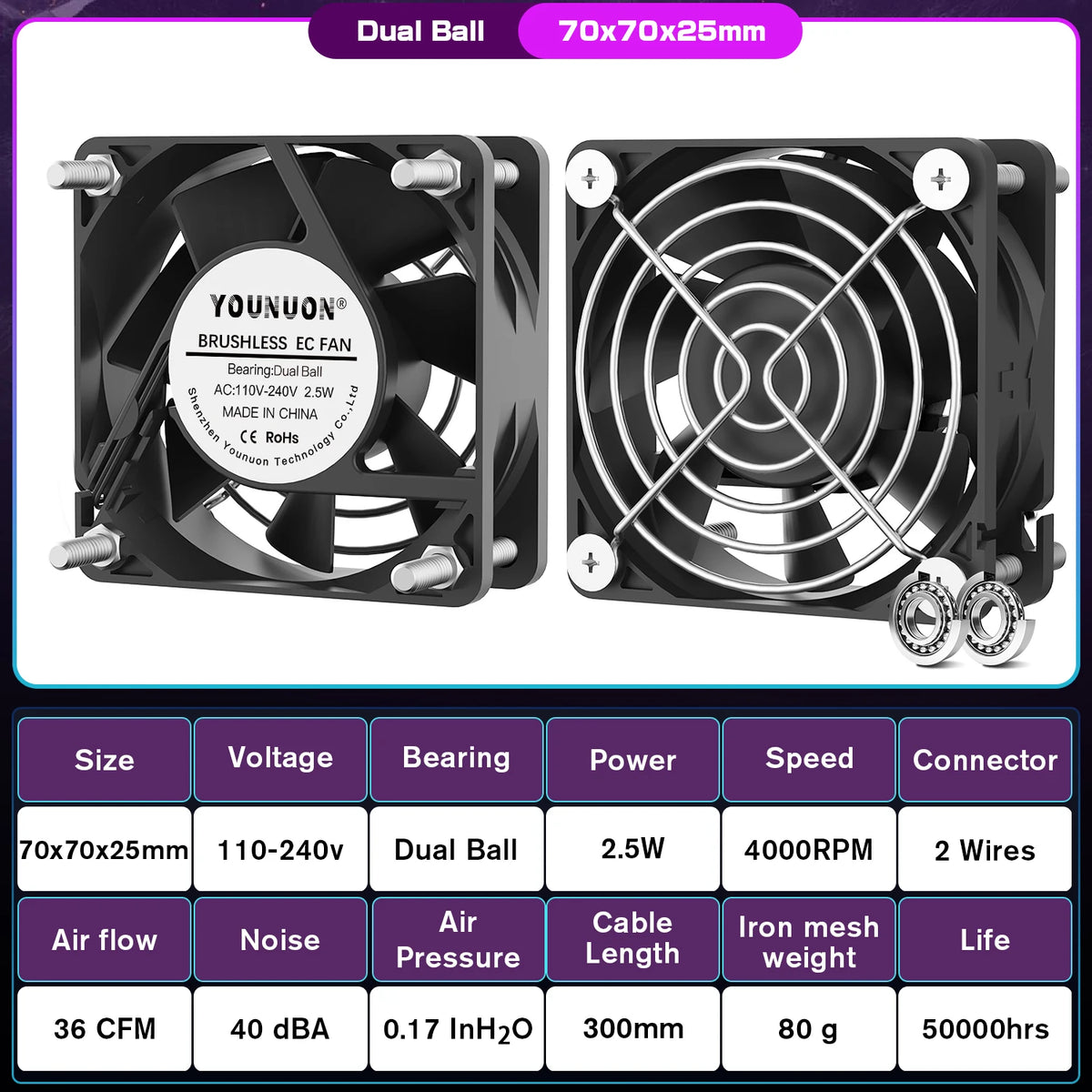 1PCS EC Brushlee Fan 6025/8025/9225/12025/12038/12032 AC 110V 115V 120V 220V 240V Cooling Cooler Fan