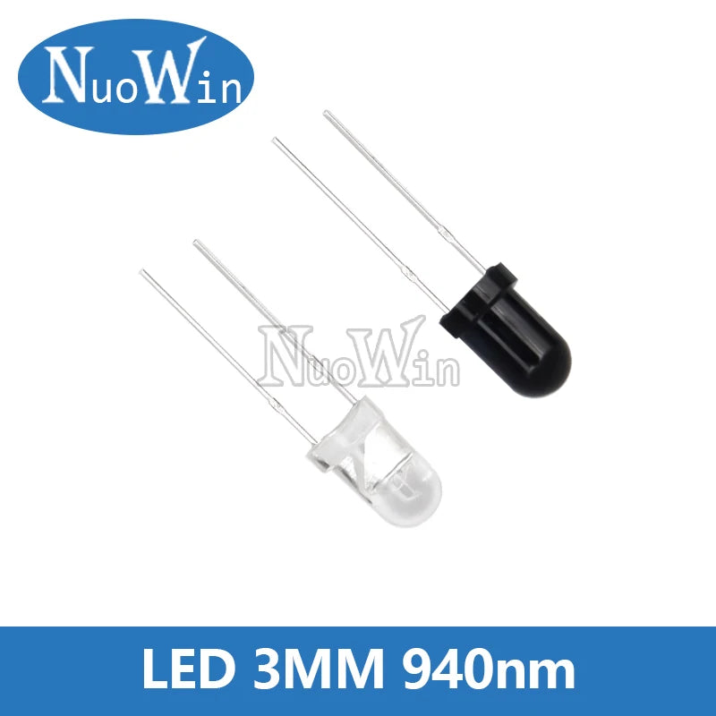 10 pairs 3mm 5mm 940nm LEDs Infrared Emitter and IR Receiver Diode for arduino
