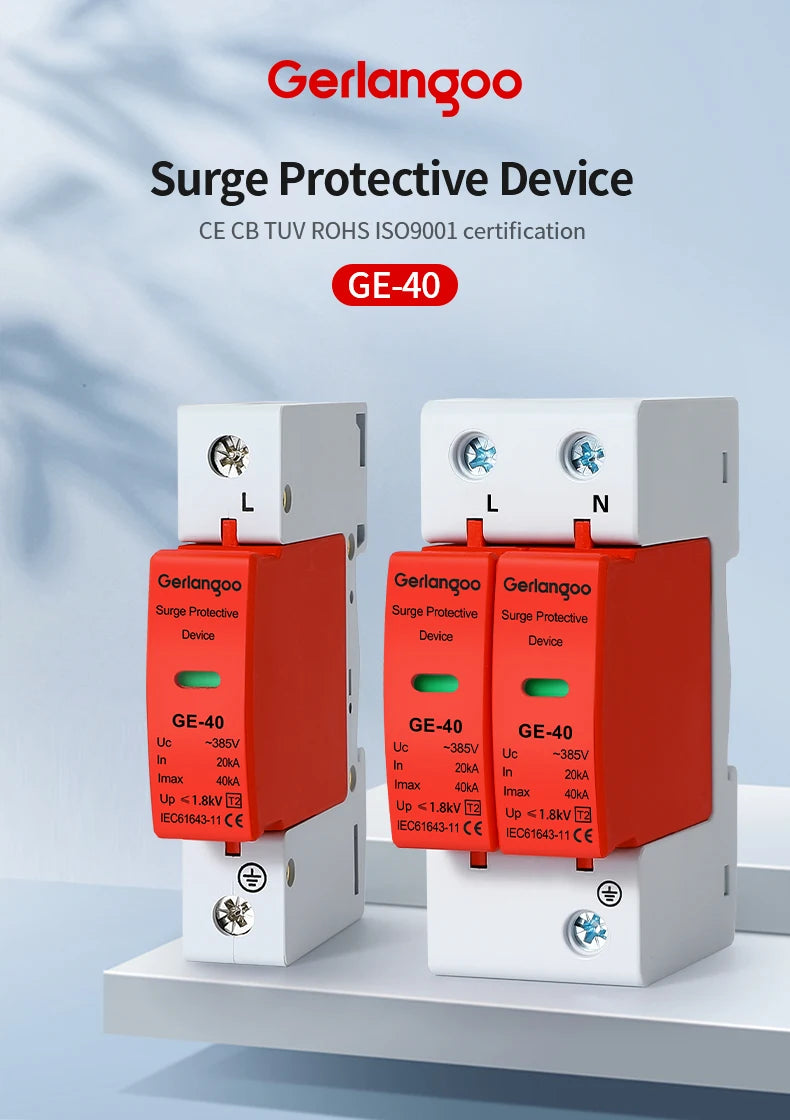House Lightning Surge Protector AC SPD 1P 2P 3P 4P 40KA 60KA 220V 385V AC Protective Low-voltage Arrester Device ﻿
