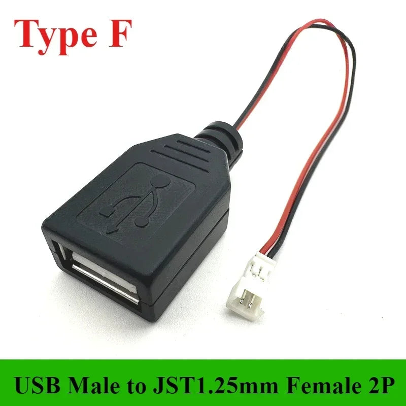 1/5/10Pcs/lot USB Male/Female to XH2.54 /PH2.0/1.25mm Female Plug adapter cable  2P 26AWG 20CM Toy Fan drone connector cable