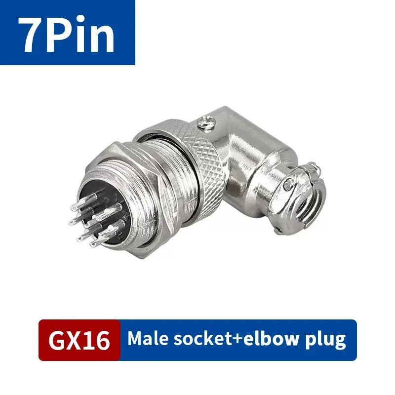 5/10 Sets GX16 2/3/4/5/6/7/8/9 Pin Aviation Connector Male Female 90 Degree Right Angle M16 Circular Cable Plug Socket