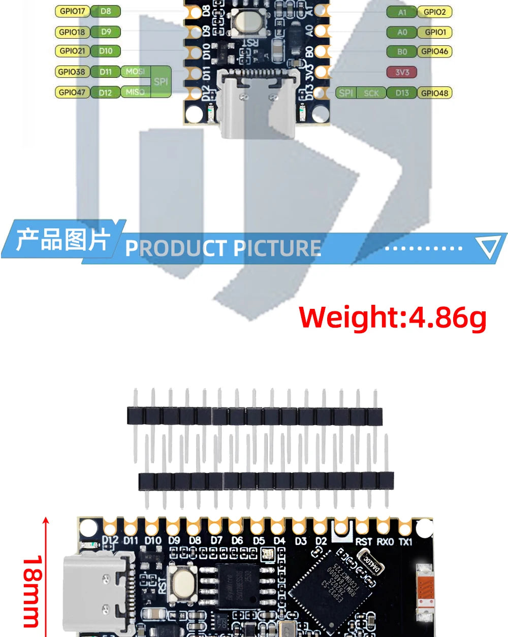 ESP32-S3 NANO WIFI Bluetooth Development Board Type C ESP32-S3-N16R8  N8 Module On-Board Antenna External 16M SPI FLASH 8M PSRAM