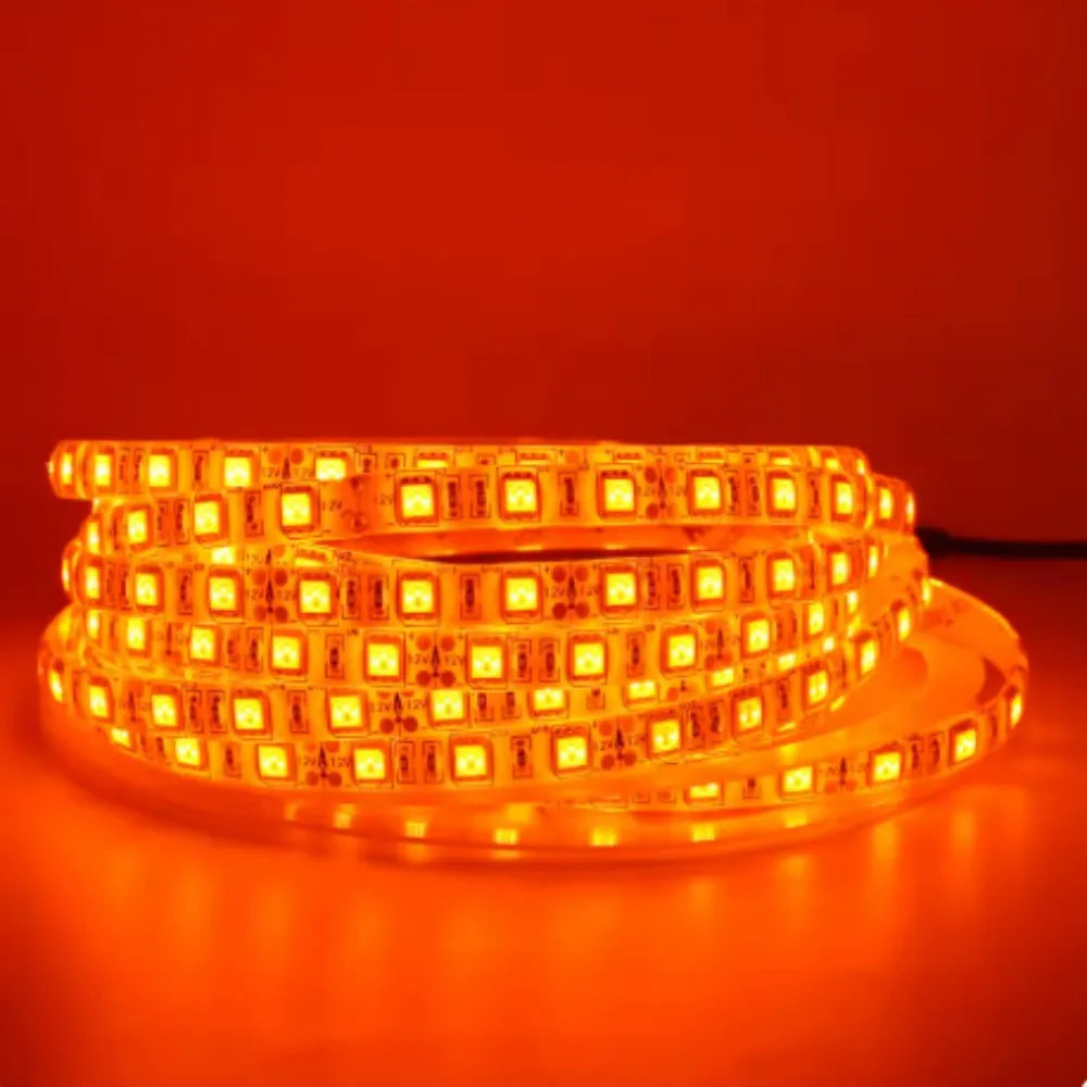 LED Strip Light 600nm True Orange SMD 5050 3528 Strip Ribbon Diode Tape Rope Lights 1m/5m 12V Flexible Strip String Lamp