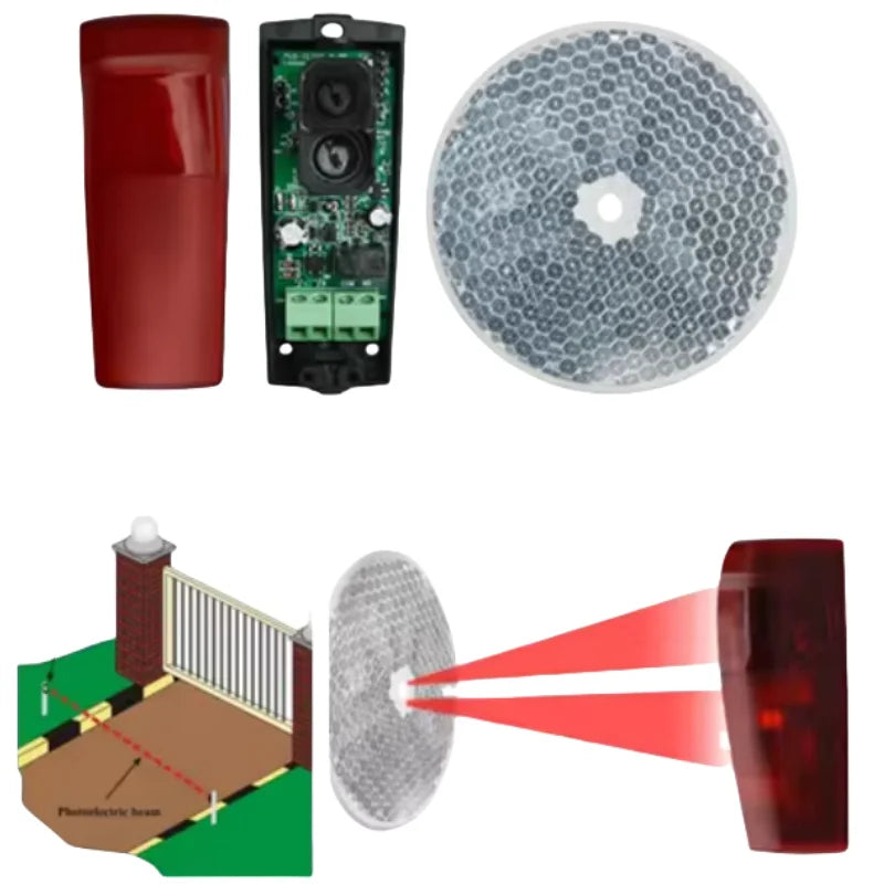 12M Automatic Door Reflective Detector Sensor Swing Sliding Garage Door Opener Safety Beam Infrared Photocell