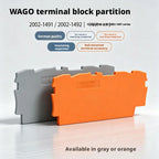 WAGO 2002‑1491 2002‑1492 End & Intermediate Plate 0.8mm For 2002‑1401 4‑conductor DIN Rail Terminal Block, Grey / Orange