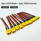 XT60 Male Female Bullet Connectors Plug Adapter With 14AWG 100mm Silicon Wire XT-60 Male Female Connector For RC Lipo Battery