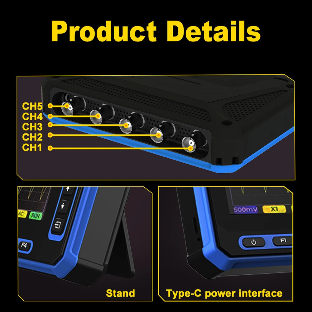 OS-5C Digital Oscilloscope For Windows And For Android With 2000mAh Battery Portable Digital Oscilloscope For Automotive Test