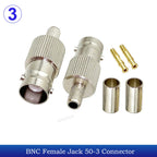 10Pcs/Lot BNC Male Female 50-3 BNC RF Coax Connector Crimp for RG58 RG142 RG223 RG400 LMR195 Cable High-Quality Low-Loss 50 Ohm