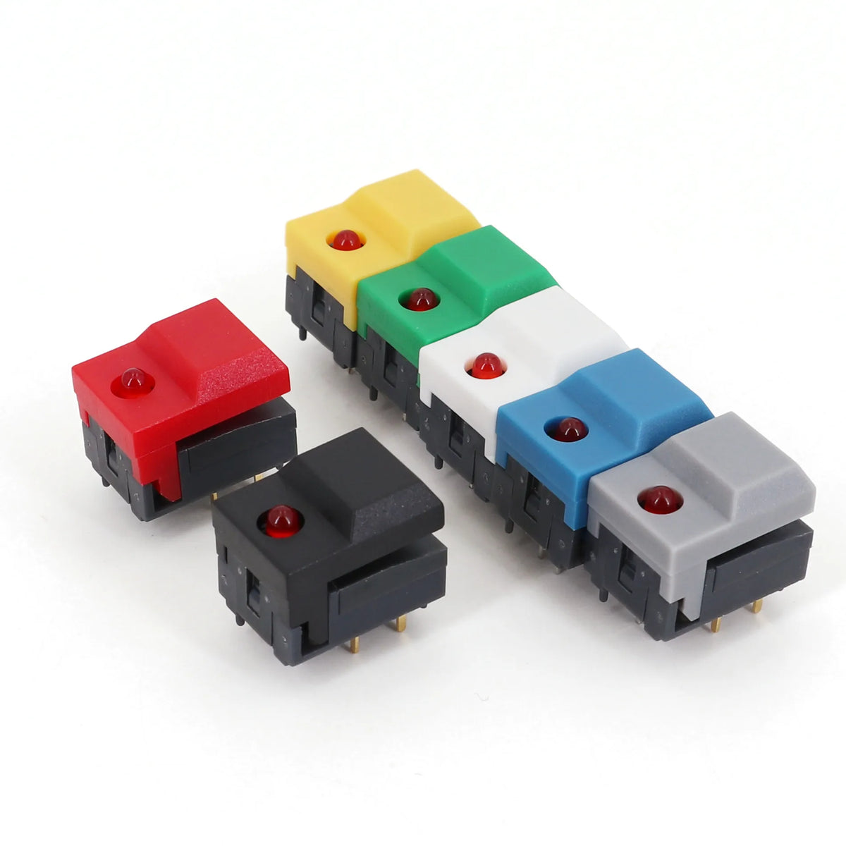 10Pcs PB86-A1 6Pin With LED Momentary SPDT Square Push Button Tact Switch for Stage Equipment Control